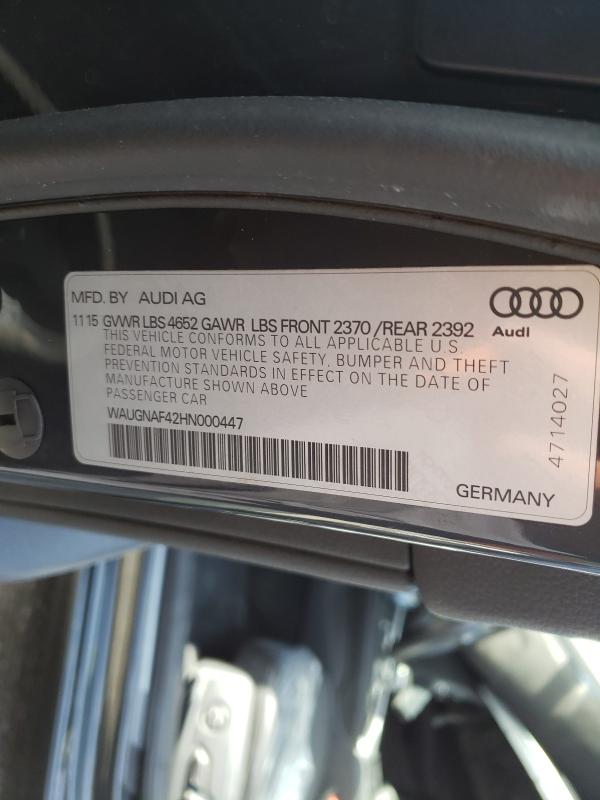 Photo 9 VIN: WAUGNAF42HN000447 - AUDI A4 PREMIUM 