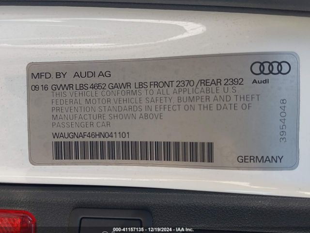 Photo 8 VIN: WAUGNAF46HN041101 - AUDI A4 