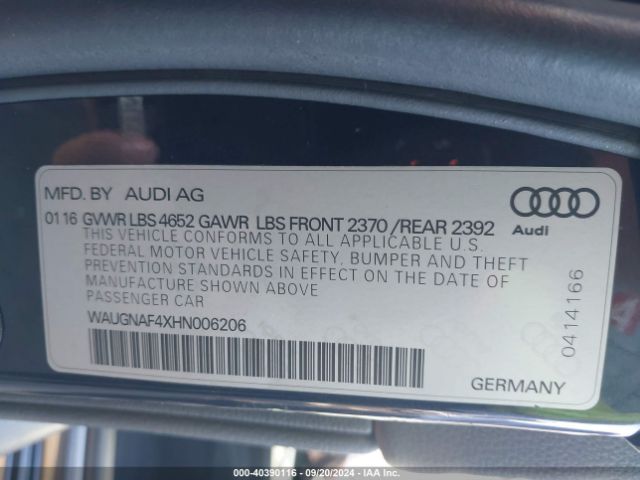 Photo 8 VIN: WAUGNAF4XHN006206 - AUDI A4 