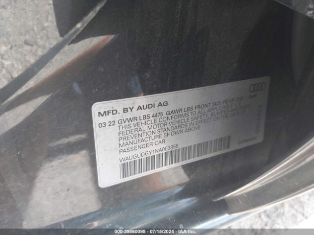 Photo 8 VIN: WAUGUDGY1NA063855 - AUDI A3 