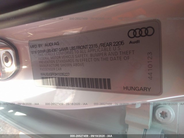 Photo 8 VIN: WAUGUGFF0H1035227 - AUDI A3 SEDAN 