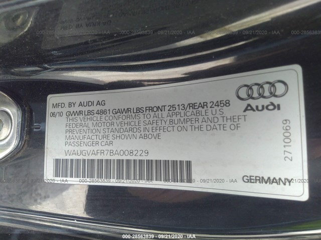 Photo 8 VIN: WAUGVAFR7BA008229 - AUDI S5 