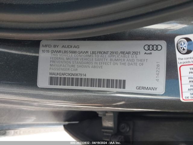 Photo 8 VIN: WAUH2AFC9GN087914 - AUDI S6 