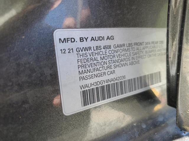 Photo 11 VIN: WAUH3DGY4NA042036 - AUDI S3 PREMIUM 