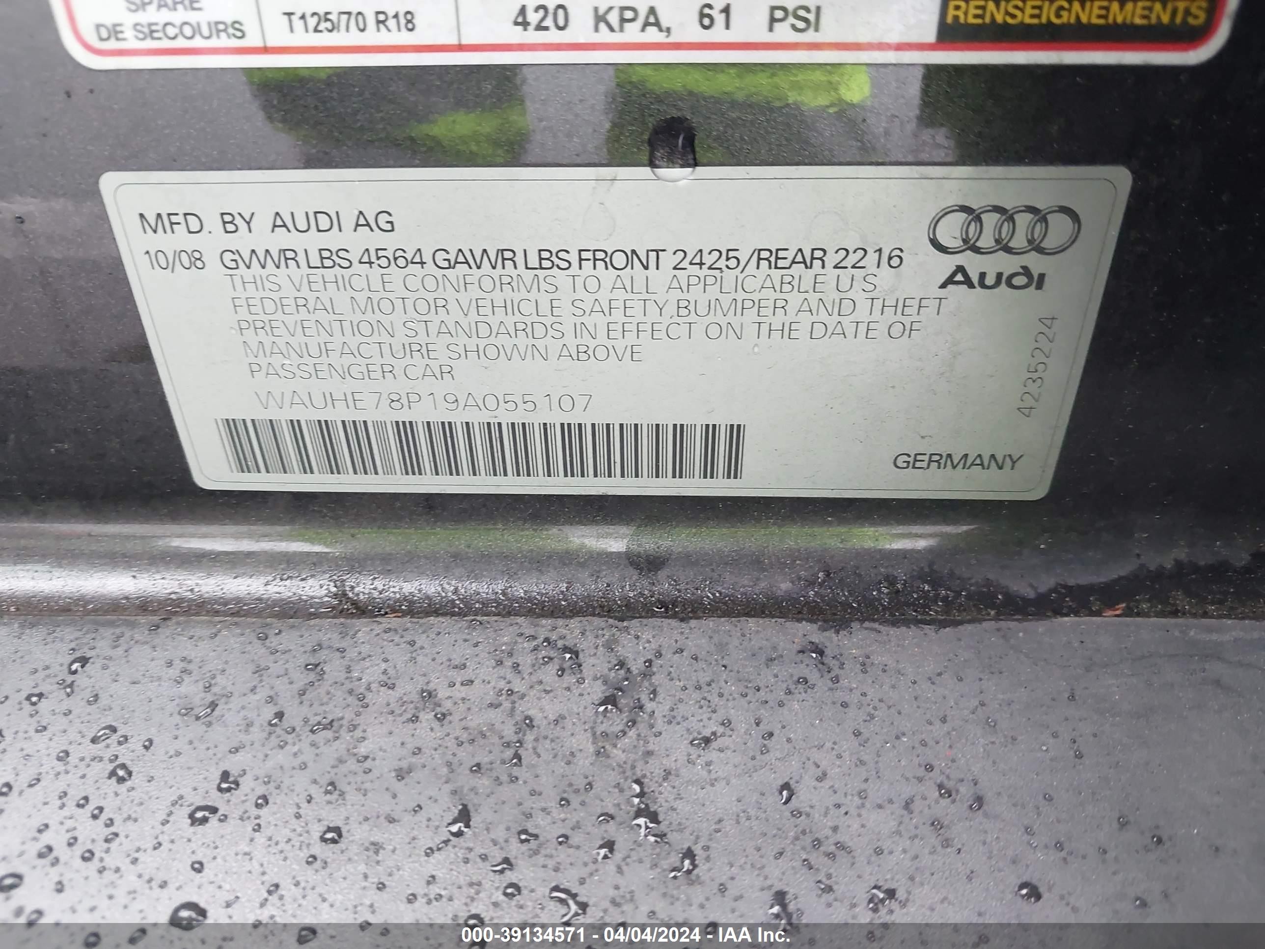 Photo 8 VIN: WAUHE78P19A055107 - AUDI A3 