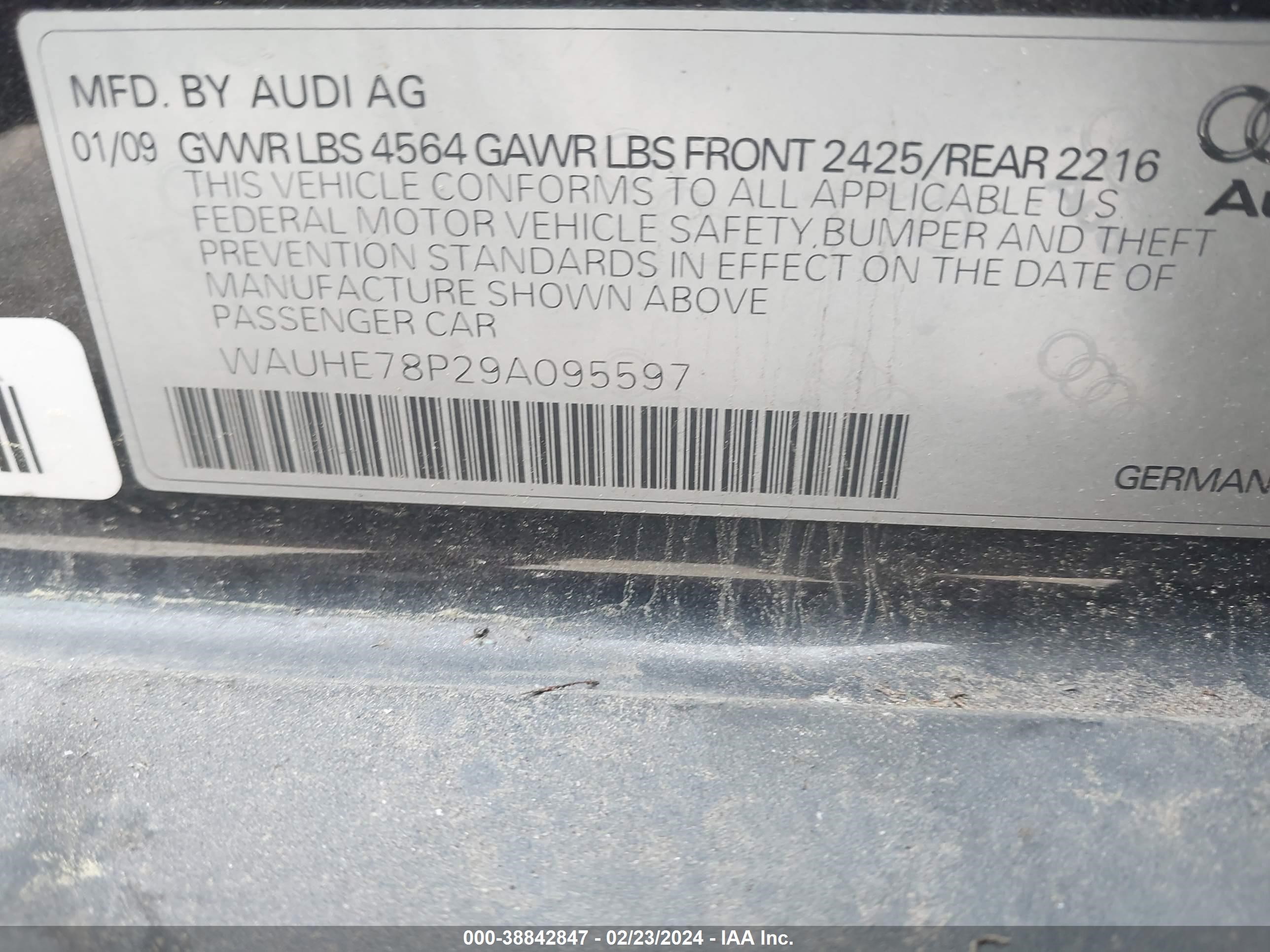 Photo 8 VIN: WAUHE78P29A095597 - AUDI A3 