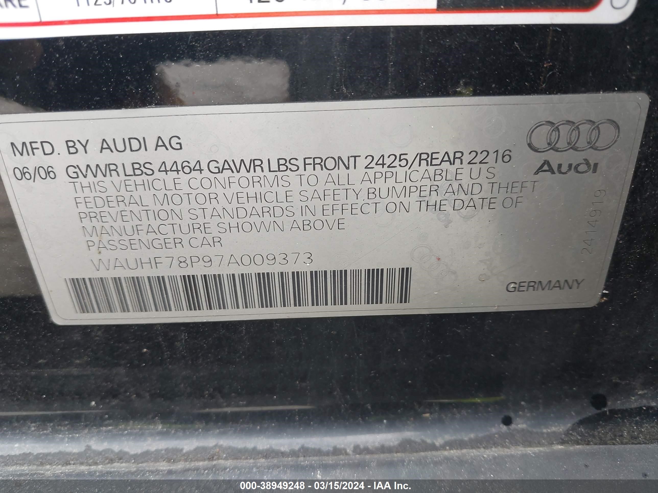 Photo 8 VIN: WAUHF78P97A009373 - AUDI A3 