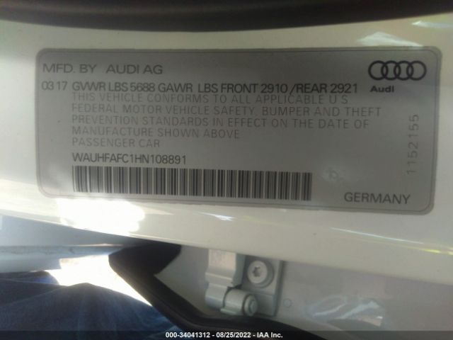 Photo 8 VIN: WAUHFAFC1HN108891 - AUDI S6 