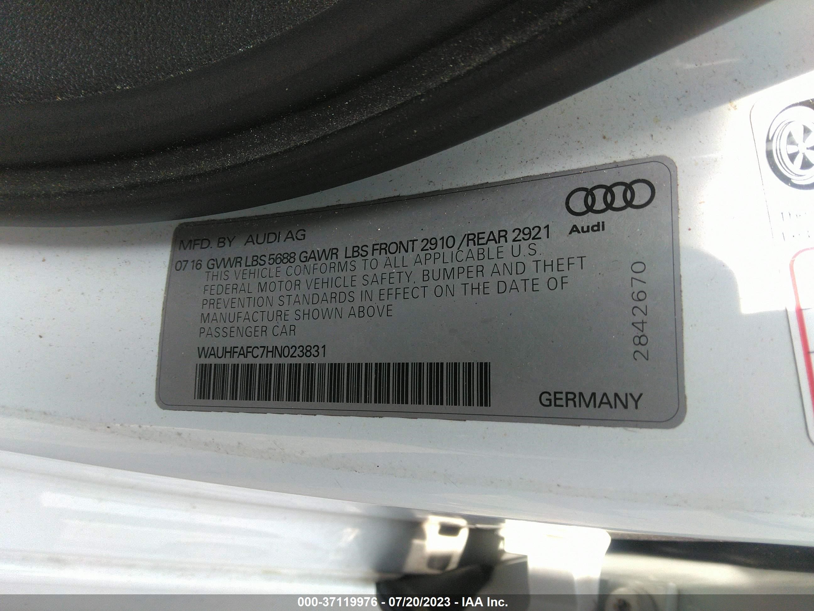 Photo 8 VIN: WAUHFAFC7HN023831 - AUDI S6 