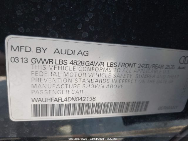 Photo 8 VIN: WAUHFAFL4DN042198 - AUDI A4 