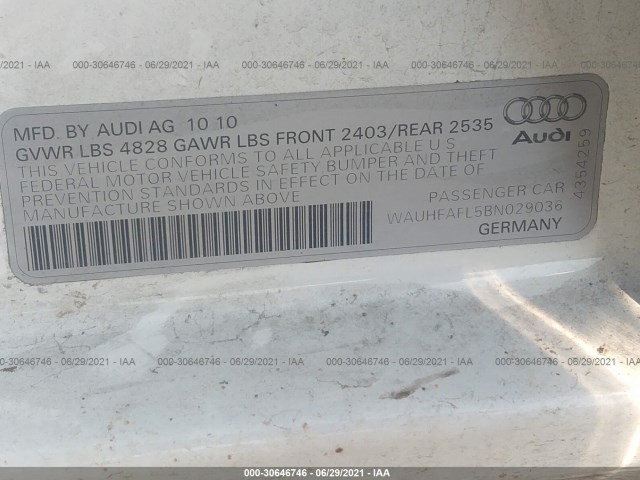 Photo 8 VIN: WAUHFAFL5BN029036 - AUDI A4 