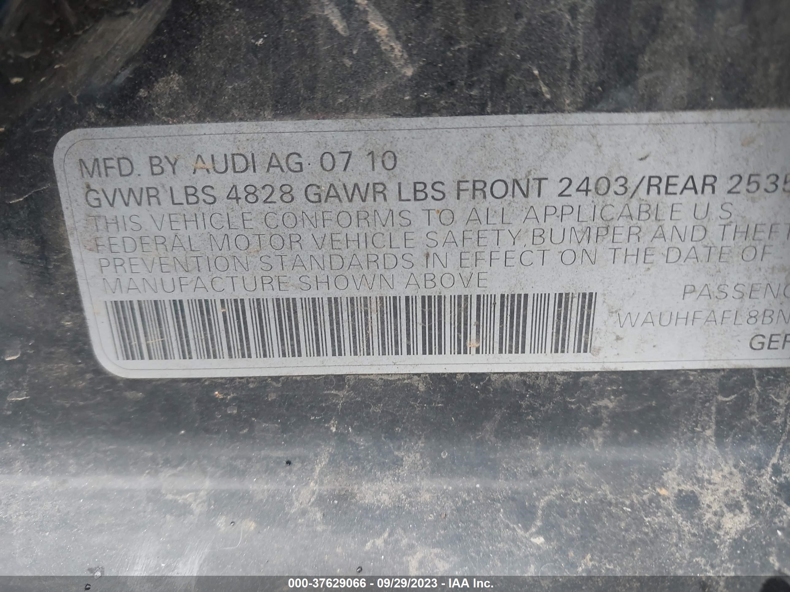 Photo 8 VIN: WAUHFAFL8BN015437 - AUDI A4 