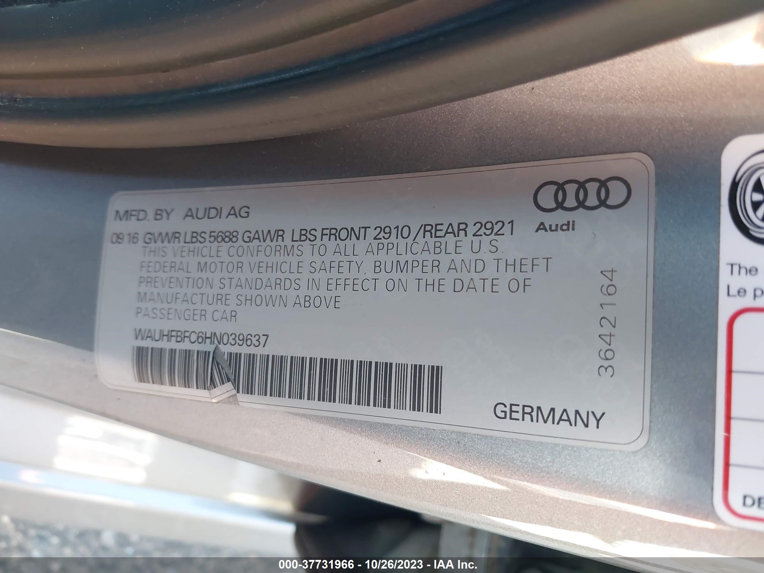 Photo 8 VIN: WAUHFBFC6HN039637 - AUDI S6 