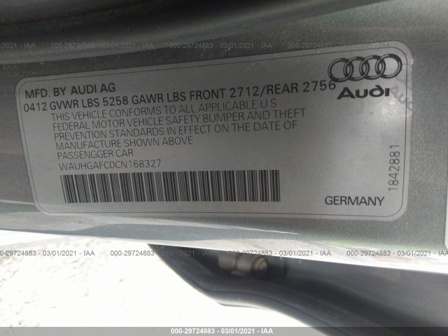 Photo 8 VIN: WAUHGAFC0CN168327 - AUDI A6 