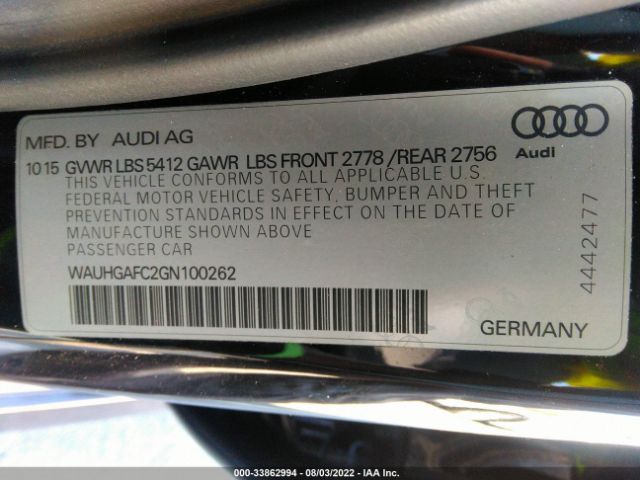 Photo 8 VIN: WAUHGAFC2GN100262 - AUDI A6 