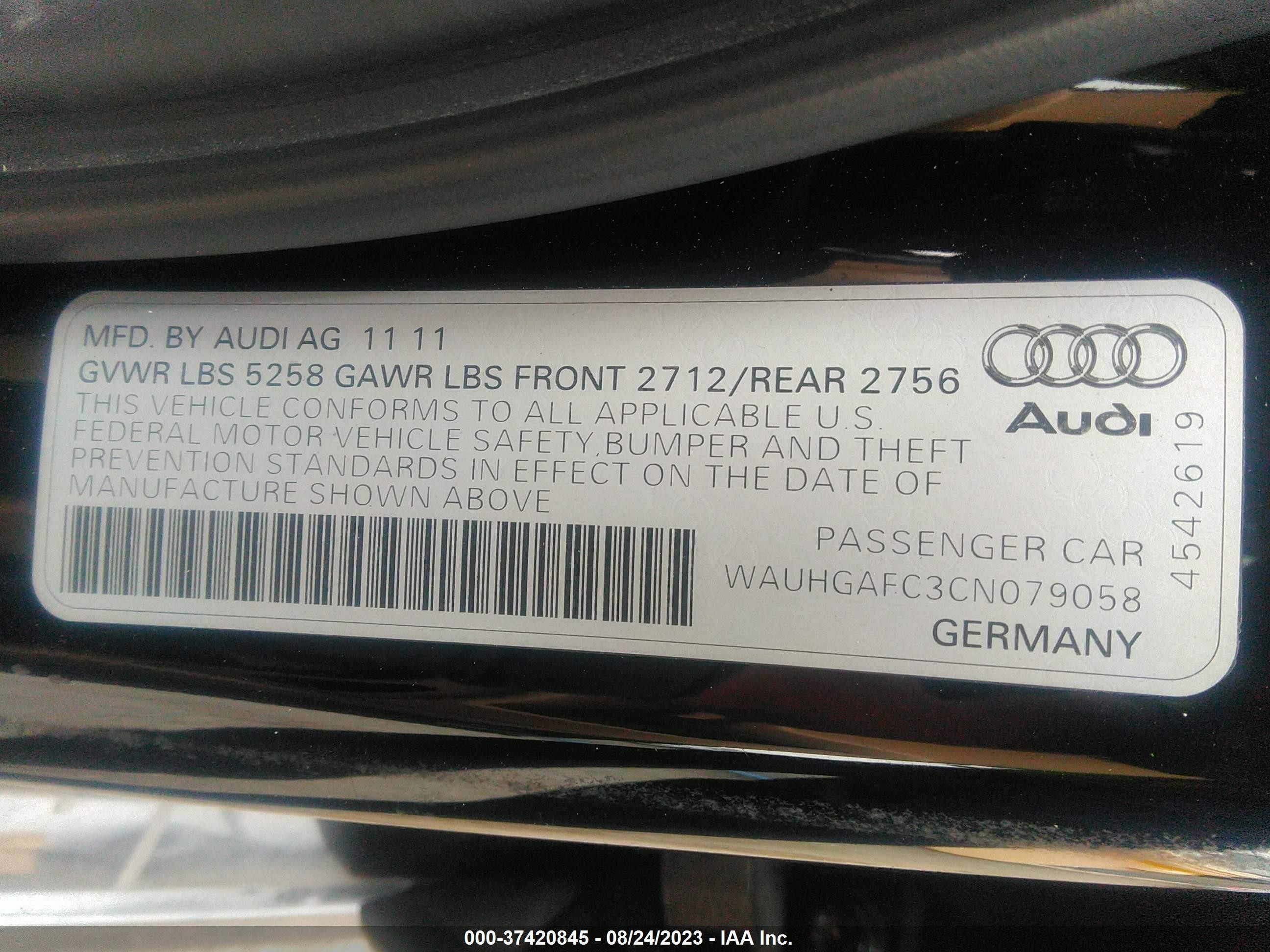 Photo 8 VIN: WAUHGAFC3CN079058 - AUDI A6 