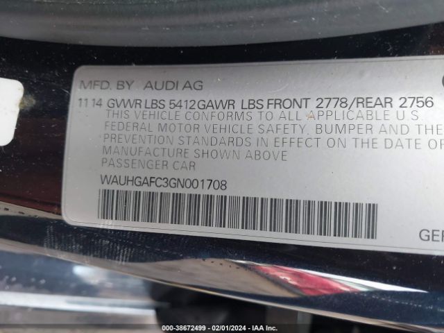 Photo 8 VIN: WAUHGAFC3GN001708 - AUDI A6 