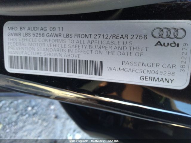 Photo 8 VIN: WAUHGAFC5CN049298 - AUDI A6 