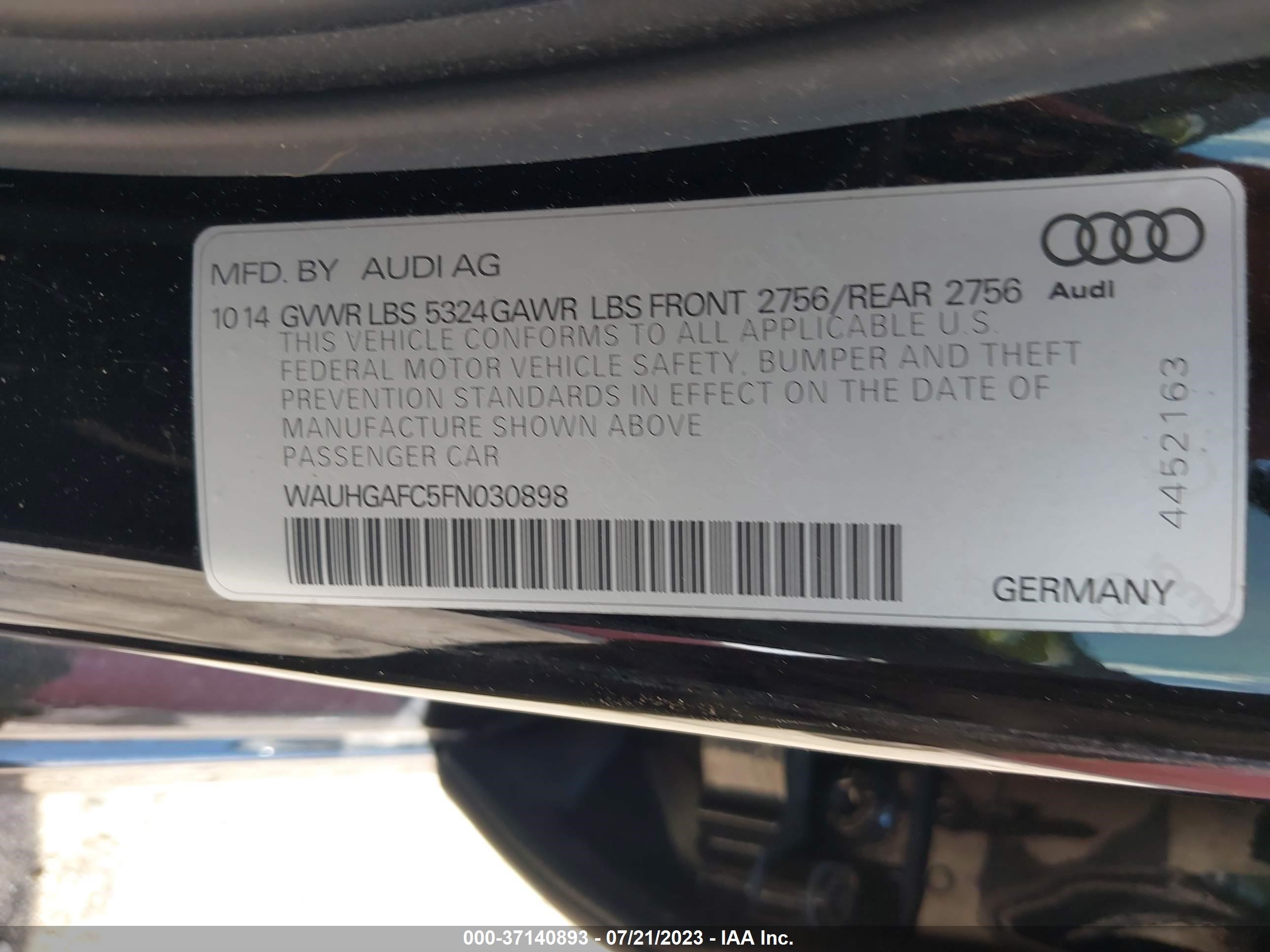 Photo 8 VIN: WAUHGAFC5FN030898 - AUDI A6 