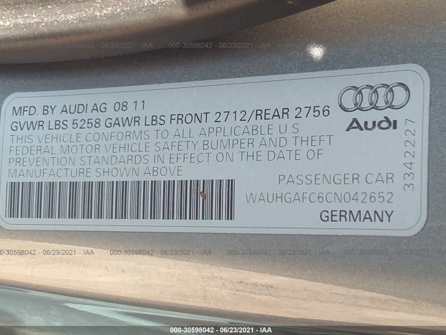 Photo 8 VIN: WAUHGAFC6CN042652 - AUDI A6 