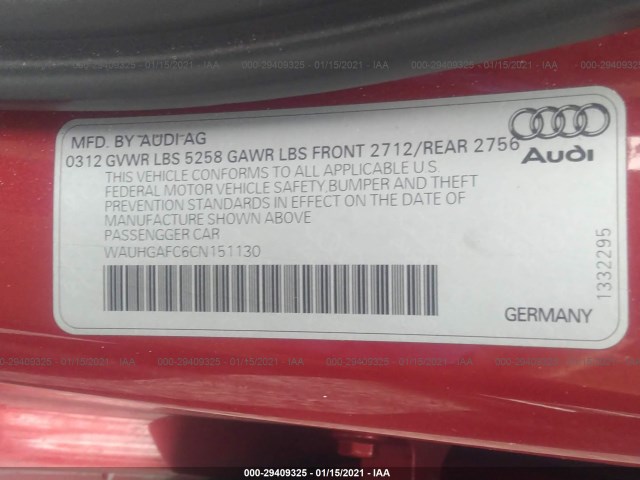 Photo 8 VIN: WAUHGAFC6CN151130 - AUDI A6 