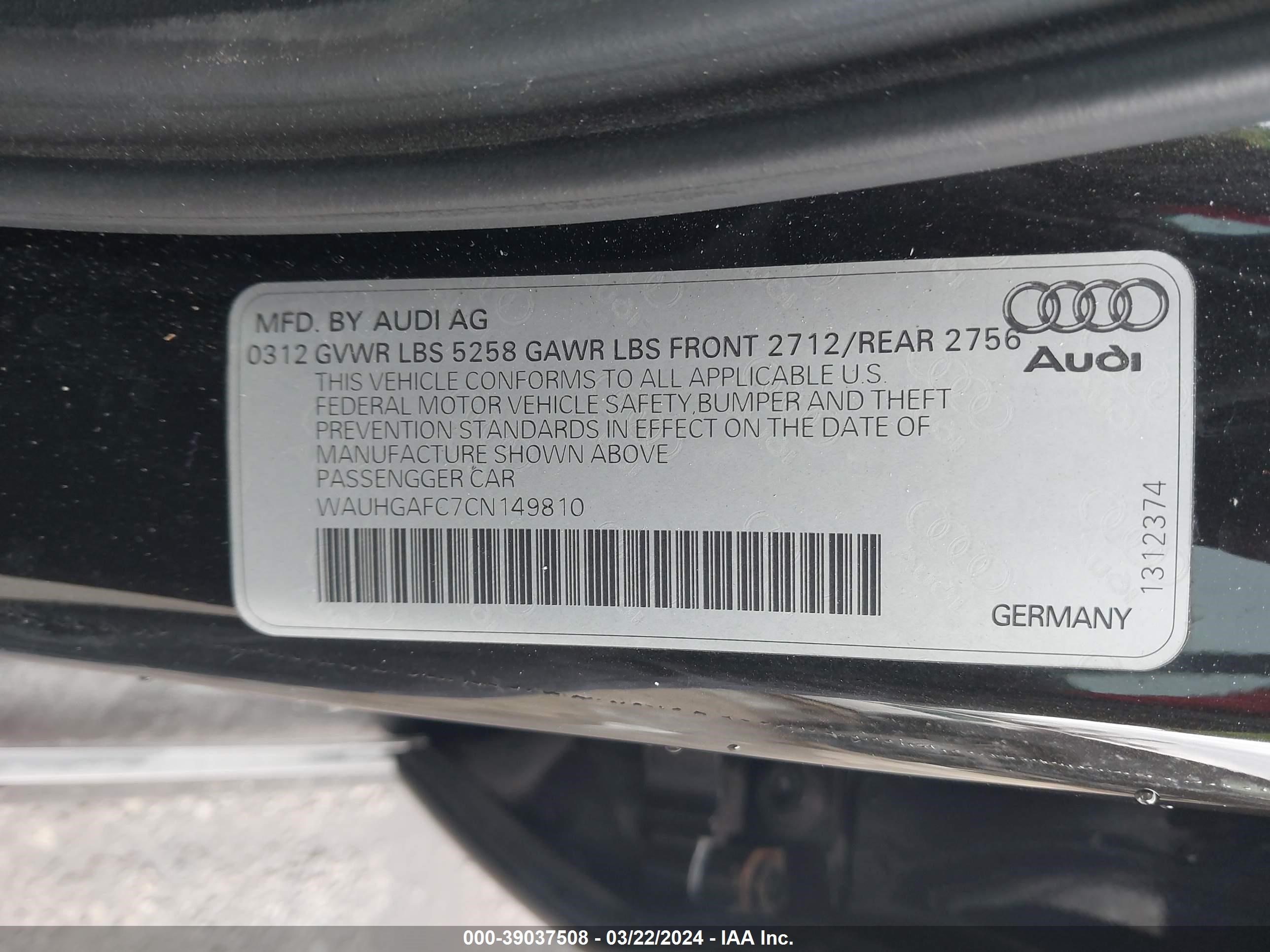 Photo 8 VIN: WAUHGAFC7CN149810 - AUDI A6 