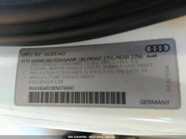 Photo 8 VIN: WAUHGAFC9EN074840 - AUDI A6 