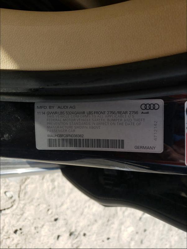 Photo 9 VIN: WAUHGBFC8FN036362 - AUDI A6 PRESTIG 