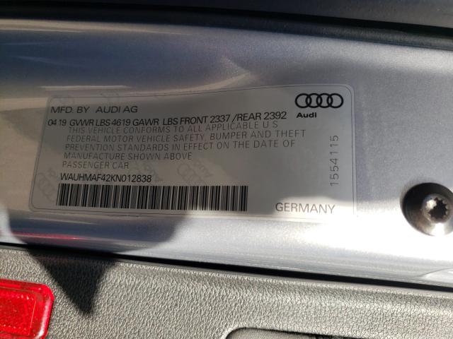 Photo 9 VIN: WAUHMAF42KN012838 - AUDI A4 