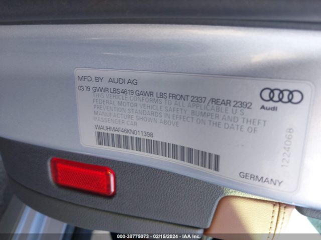 Photo 8 VIN: WAUHMAF46KN011398 - AUDI A4 