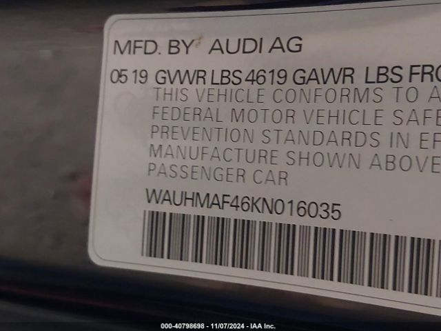 Photo 8 VIN: WAUHMAF46KN016035 - AUDI A4 