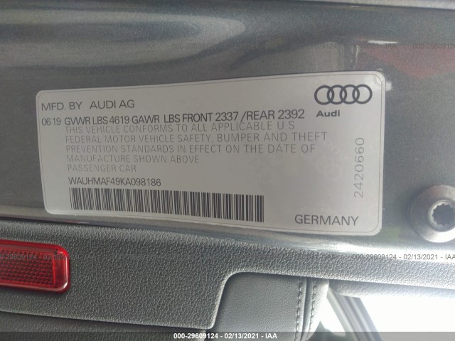 Photo 8 VIN: WAUHMAF49KA098186 - AUDI A4 