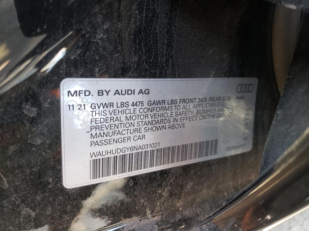 Photo 11 VIN: WAUHUDGY6NA031021 - AUDI A3 