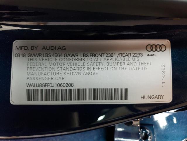 Photo 11 VIN: WAUJ8GFF0J1060208 - AUDI A3 PREMIUM 