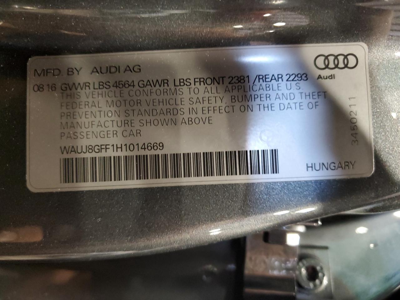 Photo 11 VIN: WAUJ8GFF1H1014669 - AUDI A3 