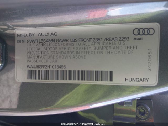 Photo 8 VIN: WAUJ8GFF2H1013496 - AUDI A3 