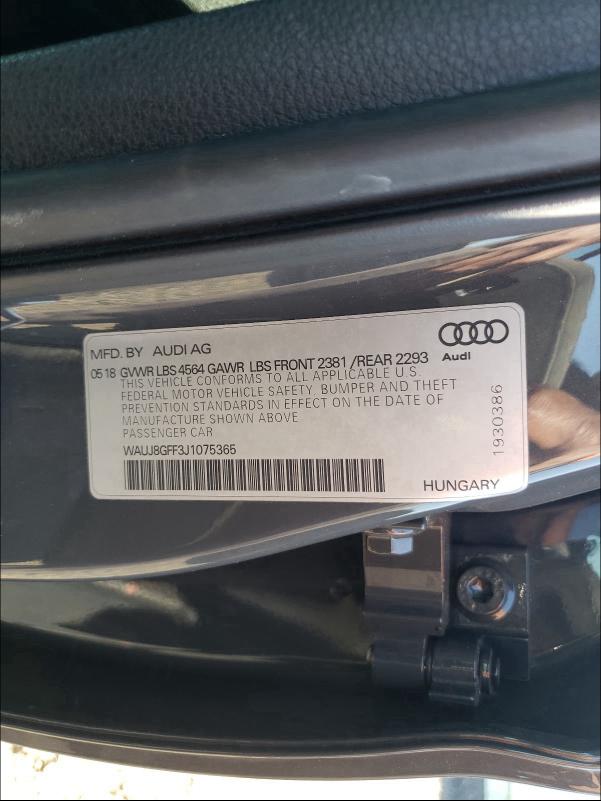 Photo 9 VIN: WAUJ8GFF3J1075365 - AUDI A3 PREMIUM 