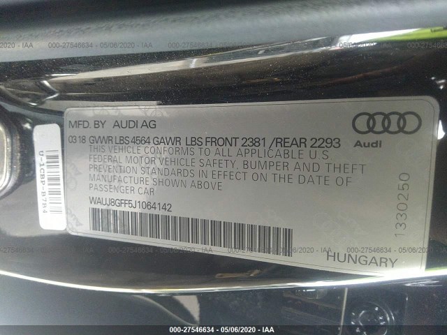 Photo 8 VIN: WAUJ8GFF5J1064142 - AUDI A3 SEDAN 