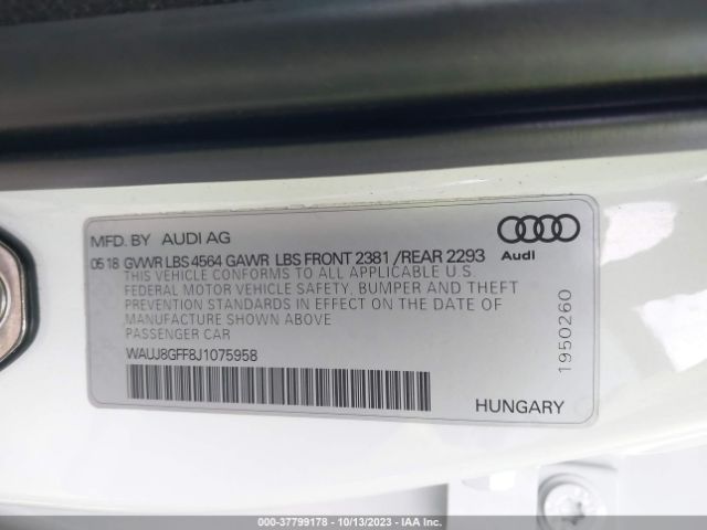 Photo 8 VIN: WAUJ8GFF8J1075958 - AUDI A3 