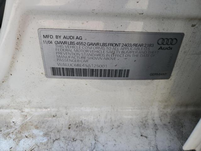 Photo 11 VIN: WAUJC68E45A125001 - AUDI A4 1.8T 