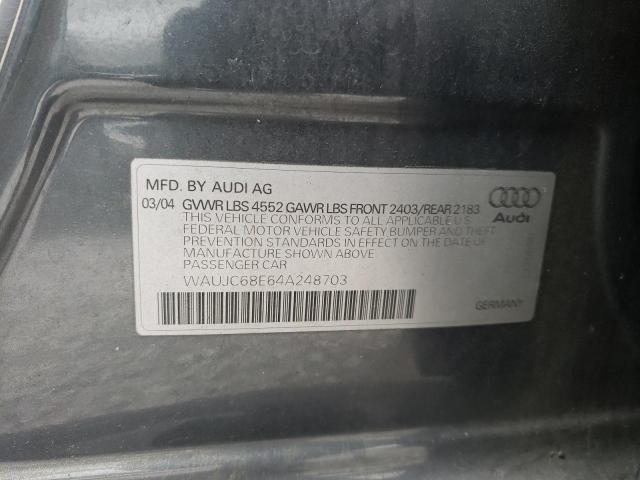 Photo 11 VIN: WAUJC68E64A248703 - AUDI A4 