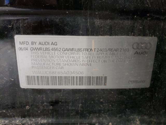 Photo 9 VIN: WAUJC68E65A034506 - AUDI A4 1.8T 