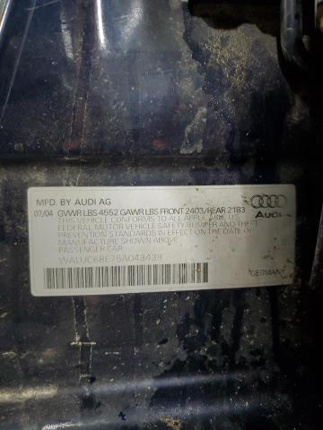 Photo 12 VIN: WAUJC68E75A043439 - AUDI A4 1.8T 