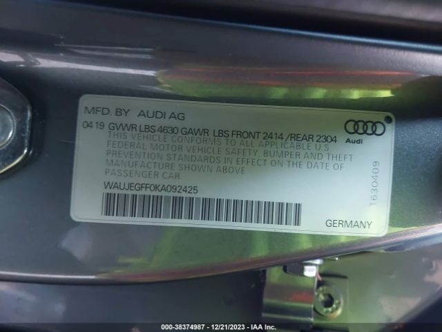 Photo 8 VIN: WAUJEGFF0KA092425 - AUDI A3 