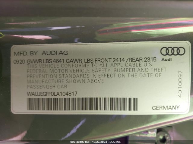 Photo 8 VIN: WAUJEGFF0LA104817 - AUDI A3 