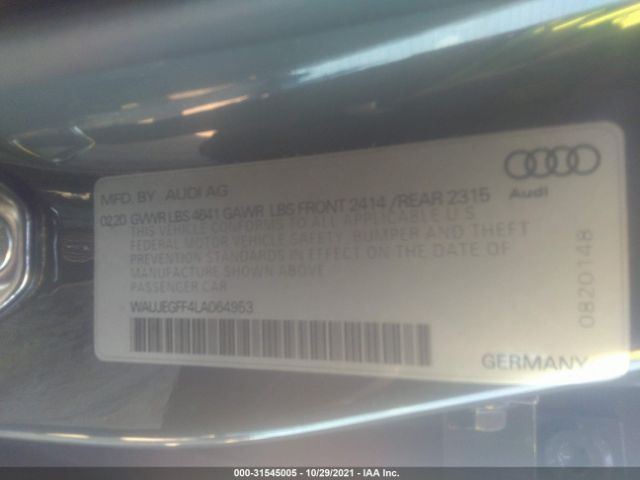 Photo 8 VIN: WAUJEGFF4LA064953 - AUDI A3 SEDAN 