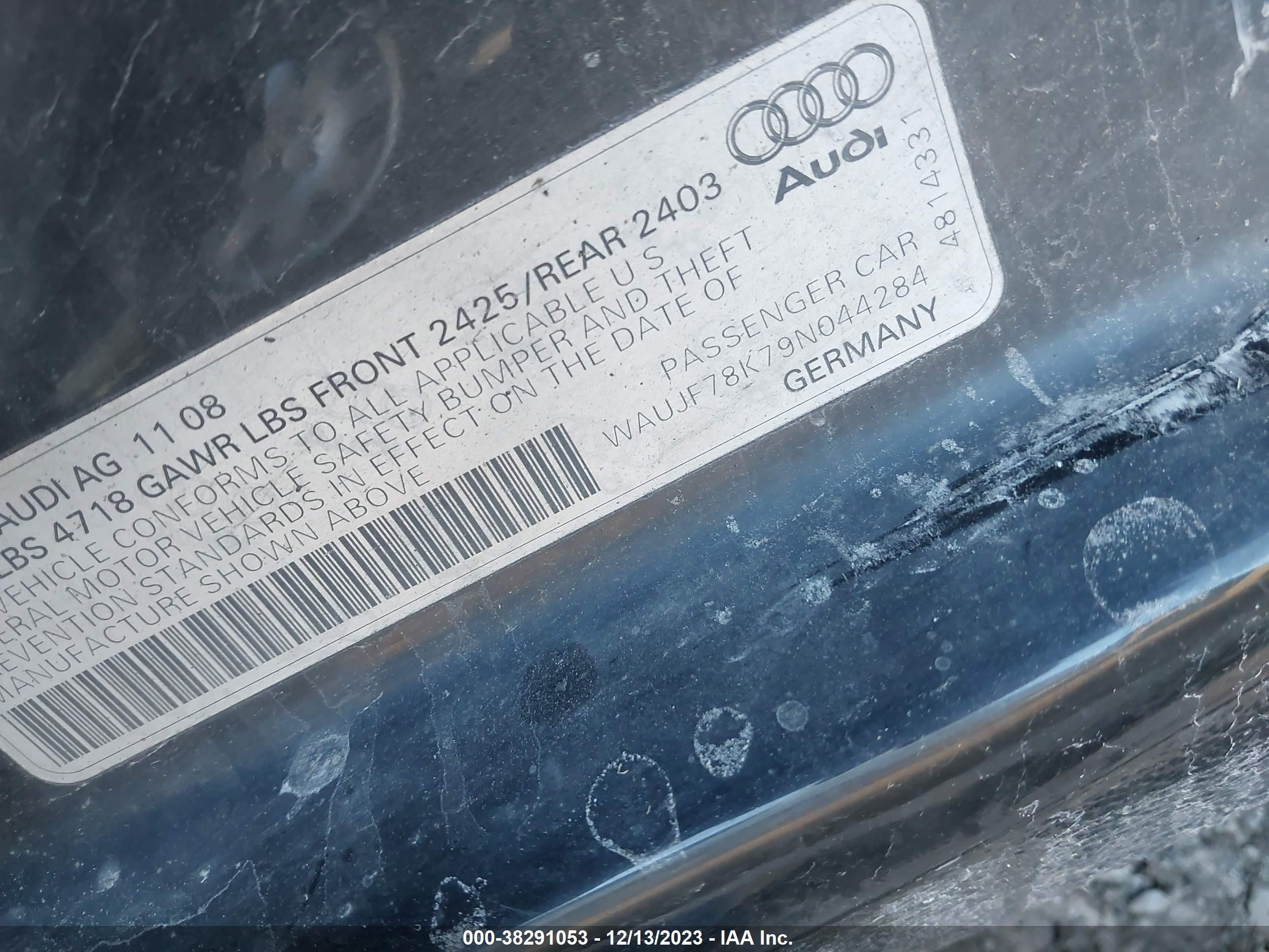 Photo 8 VIN: WAUJF78K79N044284 - AUDI A4 