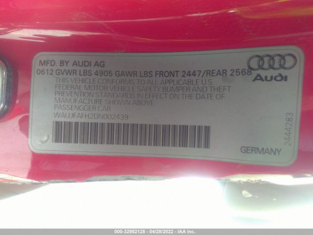 Photo 8 VIN: WAUJFAFH2DN002439 - AUDI A5 