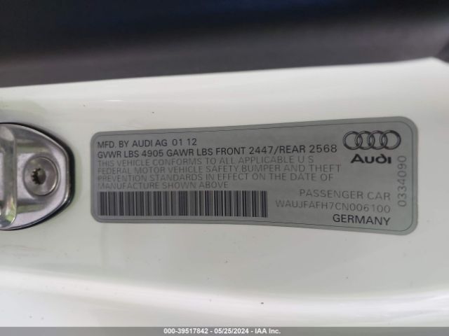 Photo 8 VIN: WAUJFAFH7CN006100 - AUDI A5 