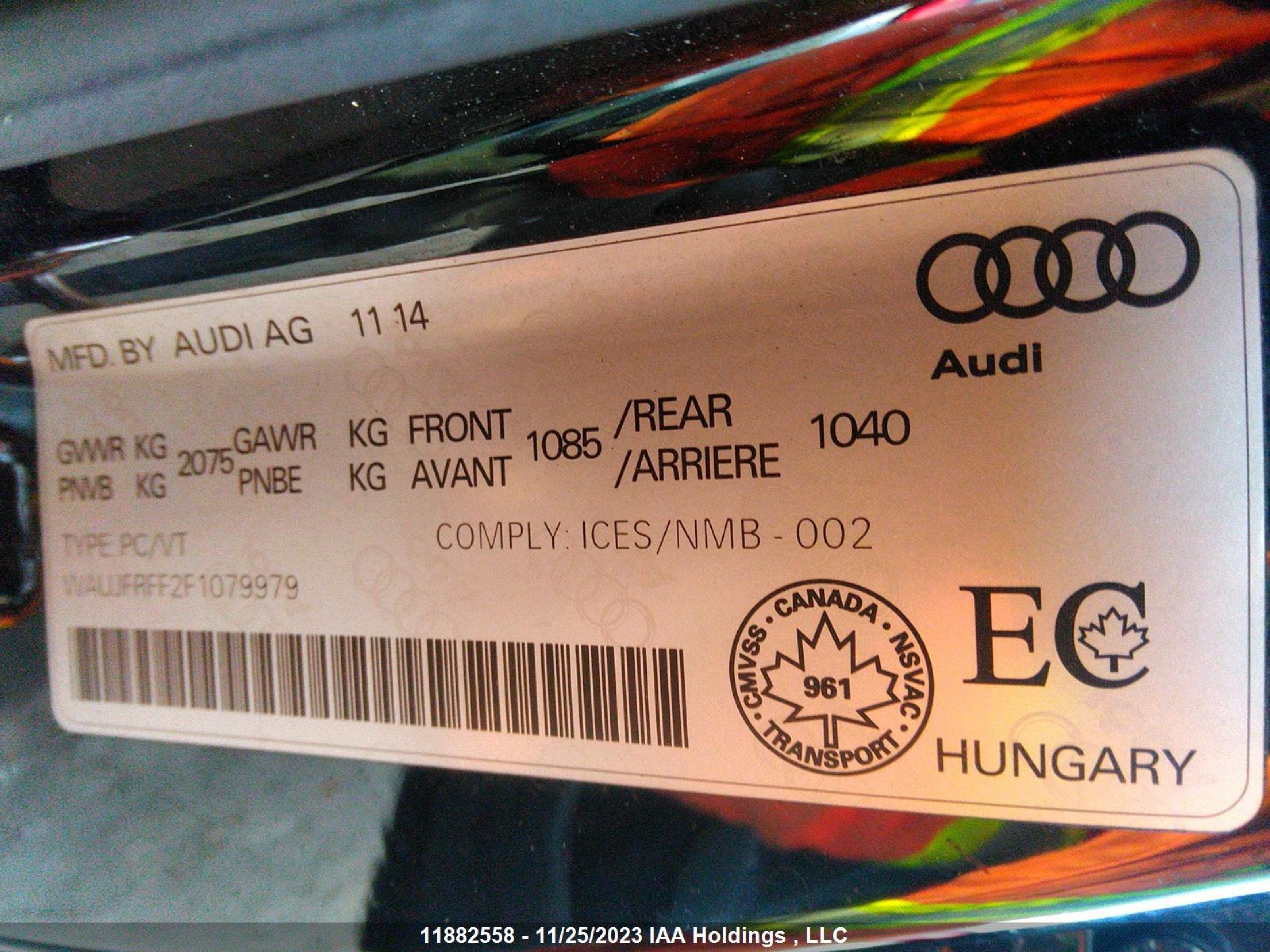 Photo 8 VIN: WAUJFRFF2F1079979 - AUDI A3 